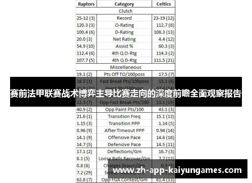 赛前法甲联赛战术博弈主导比赛走向的深度前瞻全面观察报告