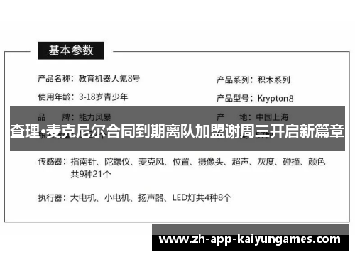 查理·麦克尼尔合同到期离队加盟谢周三开启新篇章 查理·麦克尼尔合同到期离队加盟谢周三开启新篇章